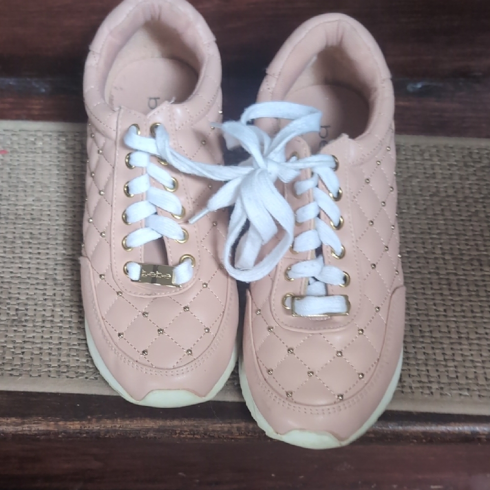 Bebe Sport Barkley Size 7 Pink Lace-Up Athletic Sneakers